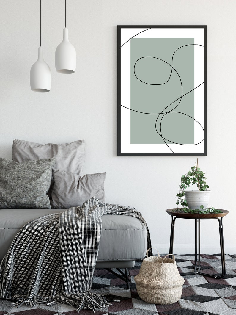 Printable Wall Art Light Green Abstract Etsy