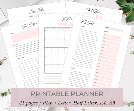 Printable Planner Agenda Inserts Printable Digital Download | Etsy