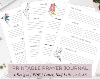 Prayer Journal, Printable Daily Prayer Workbook, Printable Praying Guide, Journal Pages, Digital Download PDF