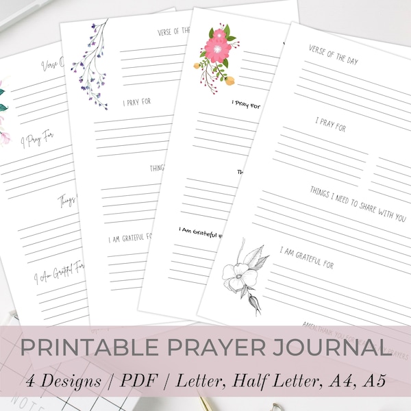 Prayer Journal, Printable Daily Prayer Workbook, Printable Praying Guide, Journal Pages, Digital Download PDF