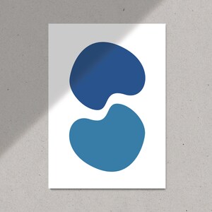Printable Wall Art, Blue Abstract Aesthetic Home Decor, Digital Download Print