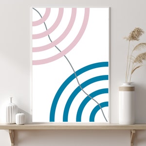 Printable Abstract Art, Wall Decor, Print to Download, Pink and Blue - Etsy