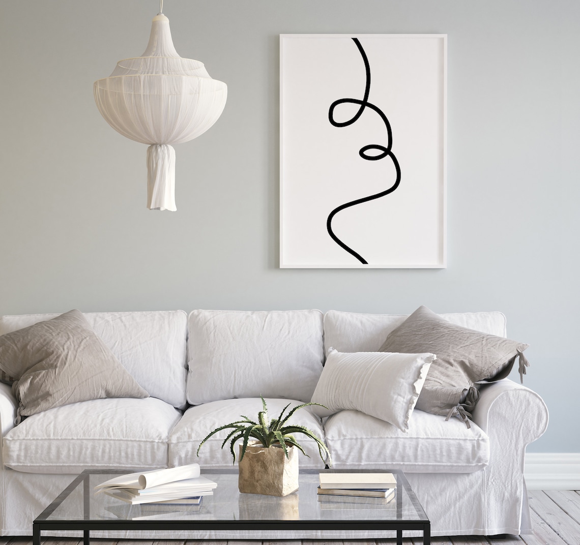 Printable Wall Art, Abstract Printable Art, Black and White, Instant ...