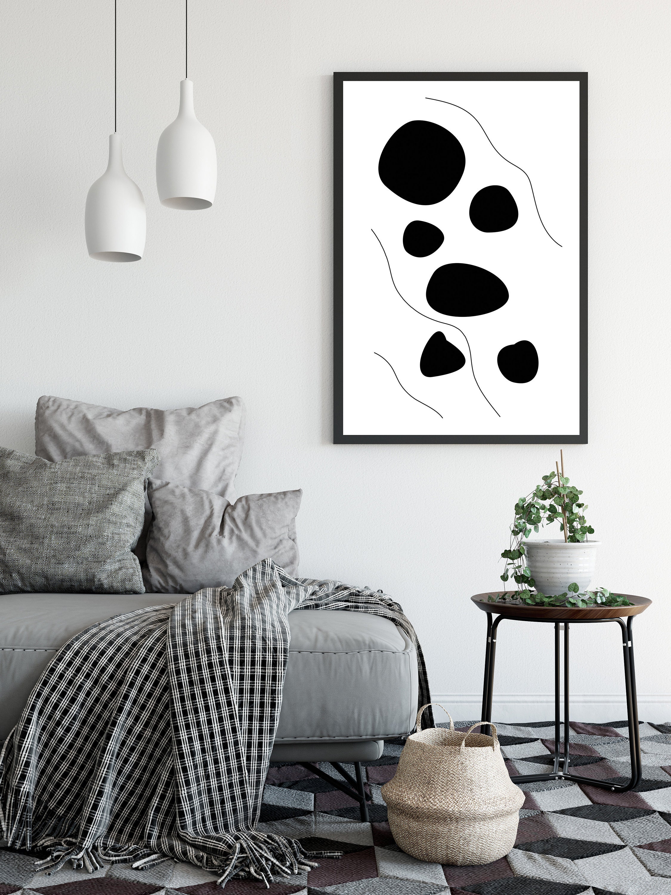 Black and White Wall Art Printable Abstract Modern | Etsy
