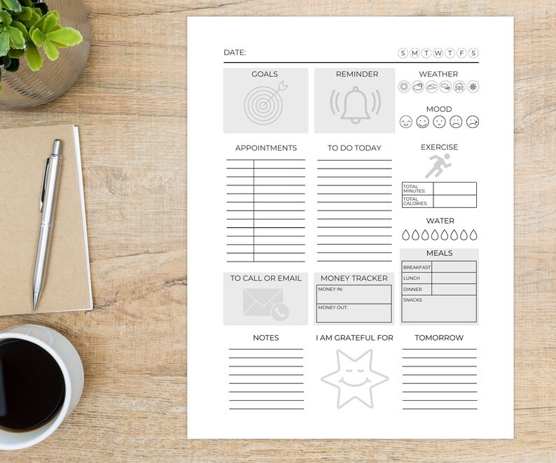 ADHD Planner Printable Day Plan Adult ADHD Daily Planner Etsy