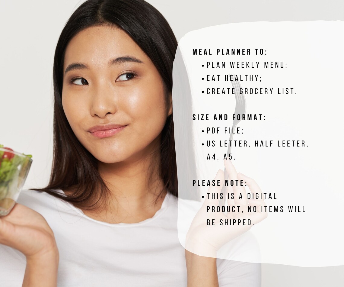 Meal Planner Printable Weekly Meal Prep Plan Weekly Menu - Etsy