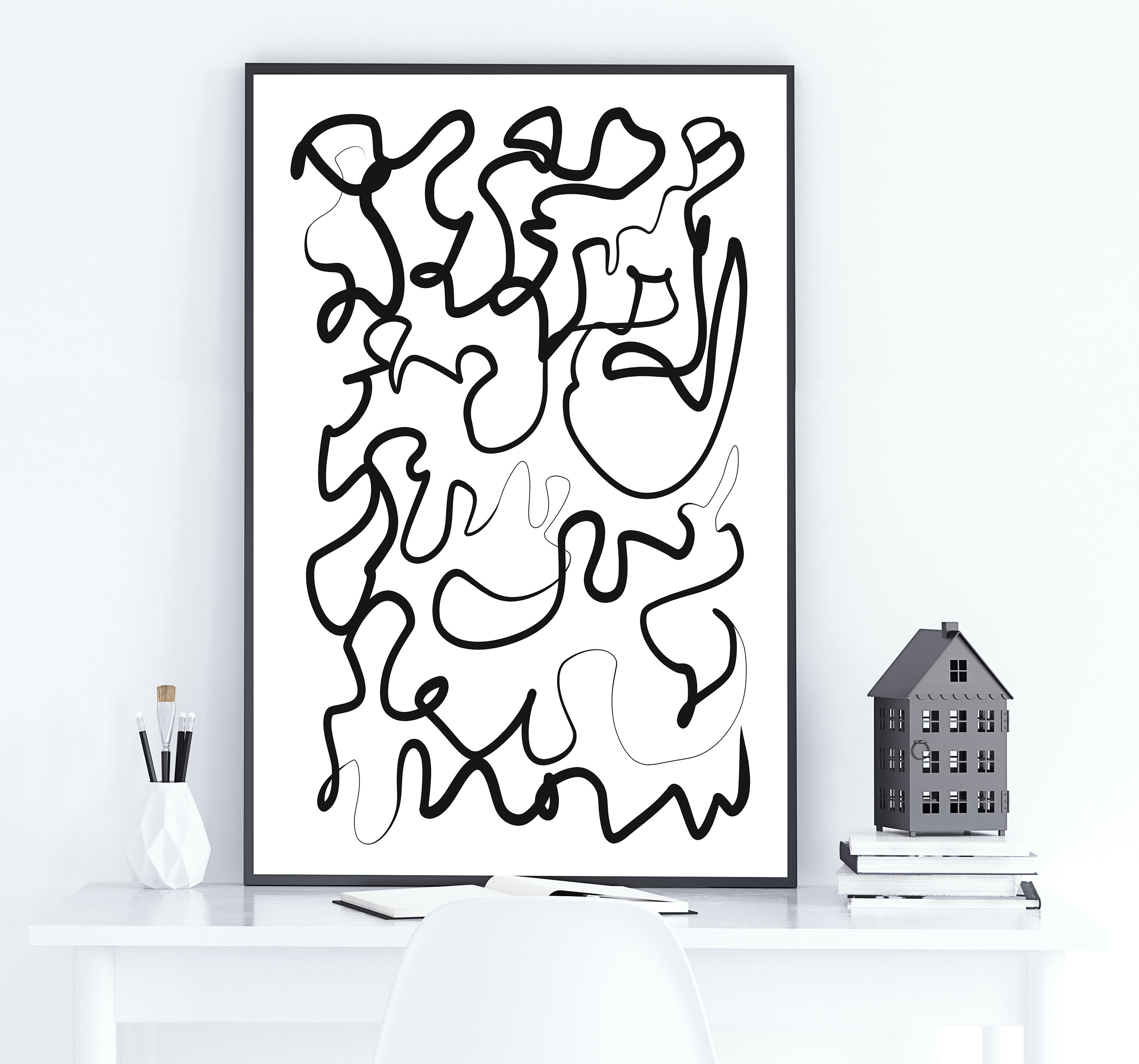 Printable Wall Art Black And White Abstract Digital Download | Etsy