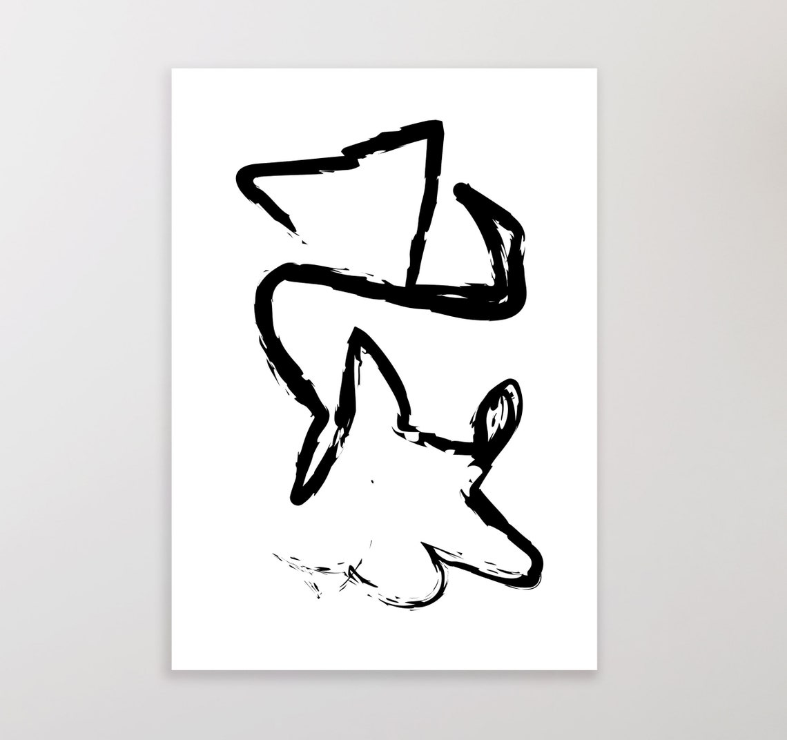 Printable Wall Art Abstract Black and White Art Set of Two Etsy