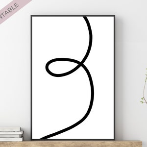 Arte de pared imprimible, Arte abstracto en blanco y negro, Arte minimalista imprimible, Descarga instantánea