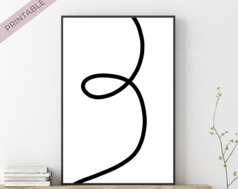 Printable Wall Art, Black and White Abstract Art, Minimalist Art Printable, Instant Download