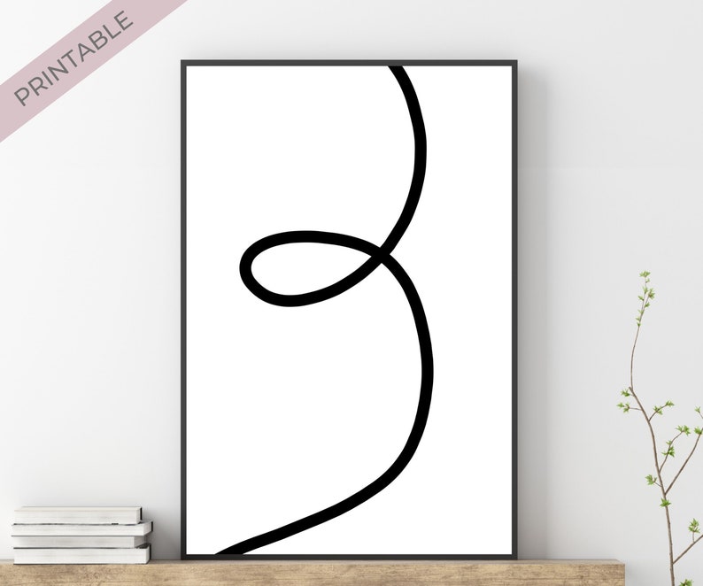 Printable Wall Art, Black and White Abstract Art, Minimalist Art Printable, Instant Download image 1