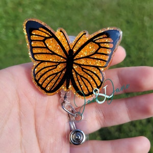 Butterfly Badge Reel, Spring Retractable Badge Reel, Gift for Her, Gift for  Butterfly Lover, Cute Summer Badge Reel, Glitter Nurse Badge 
