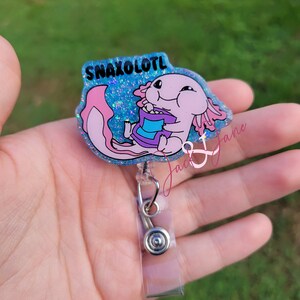 Axolotl Badge Reel, Retractable Badge Reel, Nurse ID Holder, Gift for Axolotl lover, Animal Badge Holder, Cute Axolotl Badge, Nurse Badge