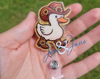 Fall Silly Goose Badge Reel, Sunflower Badge Reel, Duck ID Holder, Cute Cowboy Boots Goose Badge, Glitter Nurse Badge, Animal Badge Reel