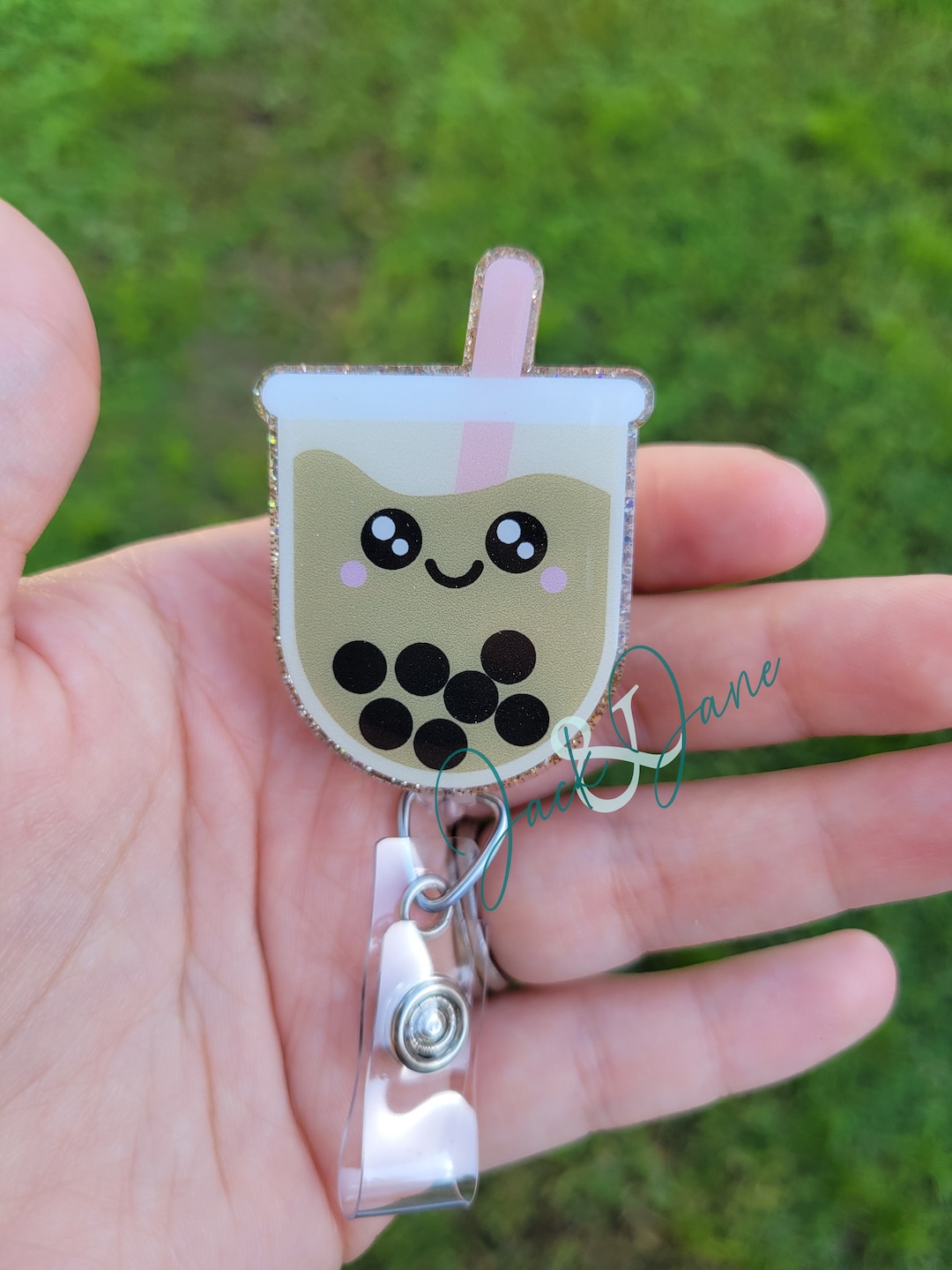 Boba Badge Reel Bubble Tea Badge Reel Cute Kawaii Food Etsy
