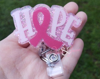 Medical Gift Nursing Gift Badge Reel Pink Boxing glove FIGHT Hope Breast Cancer Awareness Retractable ID Holder