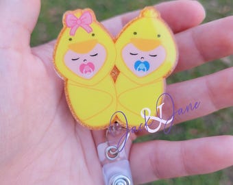 Baby Ducks Badge Reel, Spring Mother Baby Nurse Badge, Labor and Delivery NICU Badge Reel, Gift for OB, Doula Badge Reel, Spring ID Holder