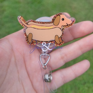 Bobine de badge hot-dog, bobine de badge teckel mignon, cadeau drôle de chien Weiner, cadeau pour amoureux des chiens, porte-badge animal, bobine de badge d'infirmière drôle