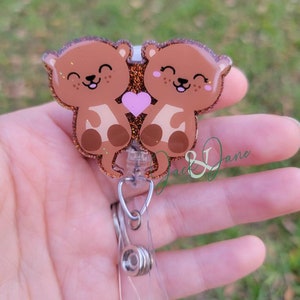 Otter Badge Reel, Retractable Badge Reel, Nurse ID Holder, Gift for Nurse, Animal Badge Holder, Cute Otters Badge Reel, Gift for Otter Lover