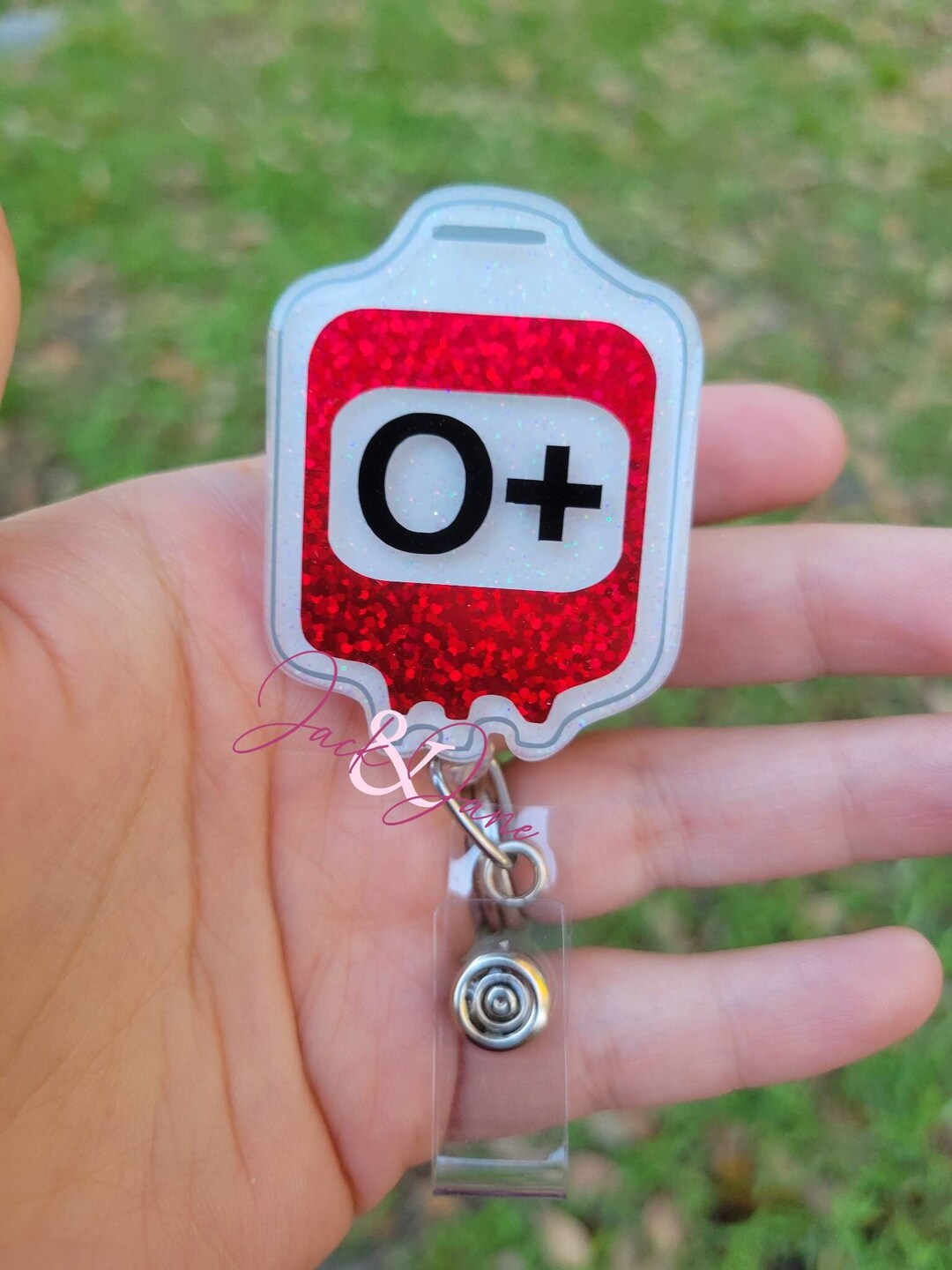 Blood Transfusion Badge Reel, IV Bag Retractable Badge Reel, Glitter ...
