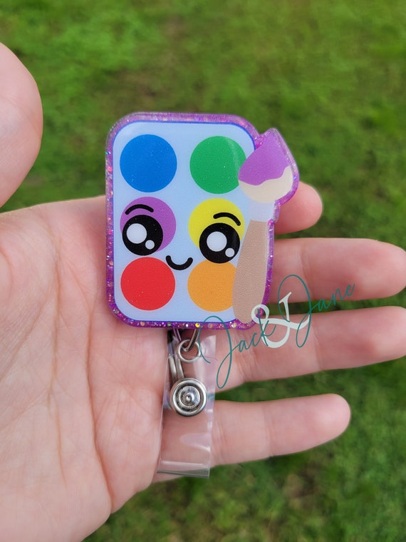 Paint Palette Badge Reel, Gift for Art Teacher, ID Badge Holder, Cute  Glitter Badge Reel, Retractable Badge Reel, Teacher Appreciation Gift 