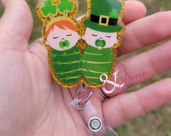 St Patrick's Day Baby Badge Reel, Mother Baby Nurse Badge Holder, Labor Delivery Badge Reel, Gift for OB, Doula Badge Reel, Gift for Midwife