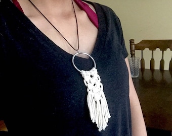 BOHO Macramé Necklace on 2" Ring