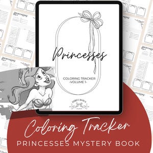 Princesses Mystery Coloring Book Tracker – Color Code Organizer (A4, A5, Letter PDF, EN FR)