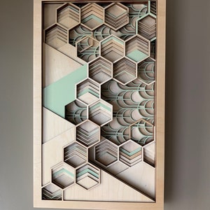 Wood Laser Cut Artwork | Hexagon II