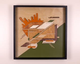Collage n.° 3 - Arte geométrico de pared en madera