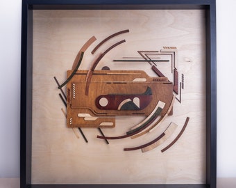 Arte de collage de madera cortada con láser de Fraiser