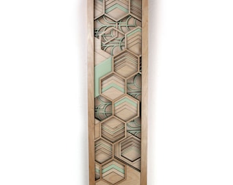 Ilustraciones de madera cortadas con láser / Hexágono