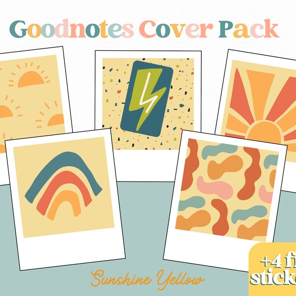 Yellow Sunshine Goodnotes Cover Pack Journal Notebook Planner Diary| includes FREE mental health sticker pack