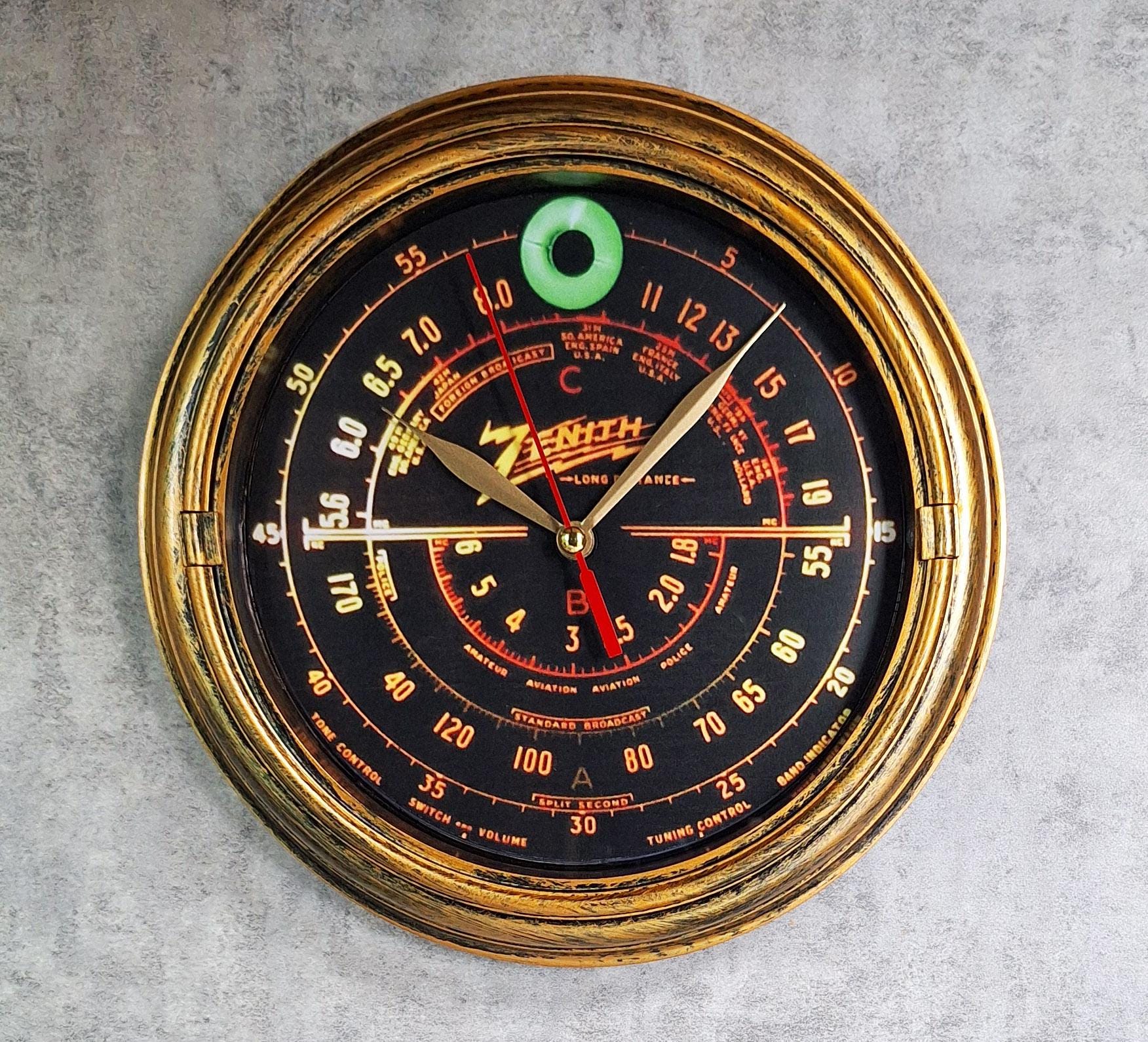Old Antique Style Zenith Black Dial Wall Clock Vintage Wood Tube Radio Style Face Image of a Black Dial W Magic Green Tuning Eye Etsy