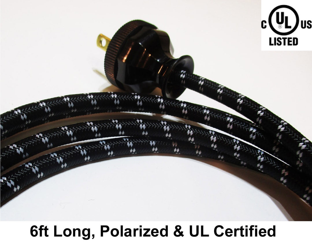 New Vintage Style Cloth Covered Electrical Cord W/ Repro Bakelite