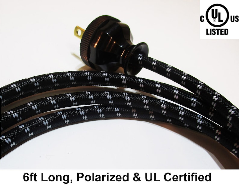 New Vintage Style Cloth Covered Electrical Cord W/ Repro Bakelite