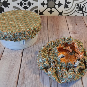 Charlotte / couvre-plat en tissu Pois taupe, Handmade in France