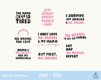 instant download · ms. rachel bundle, ms. rachel inspired cut file bundle for silhouette and cricut, ms. rachel svg for sublimation