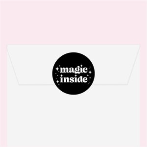 small business packaging stickers • magic inside round packaging stickers • happy mail envelope seals