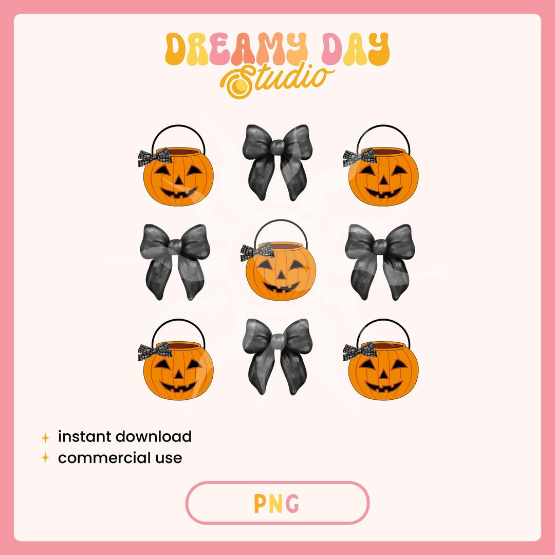 Coquette Pumpkin Pattern Png · Pretty Halloween Black Bows Png ...
