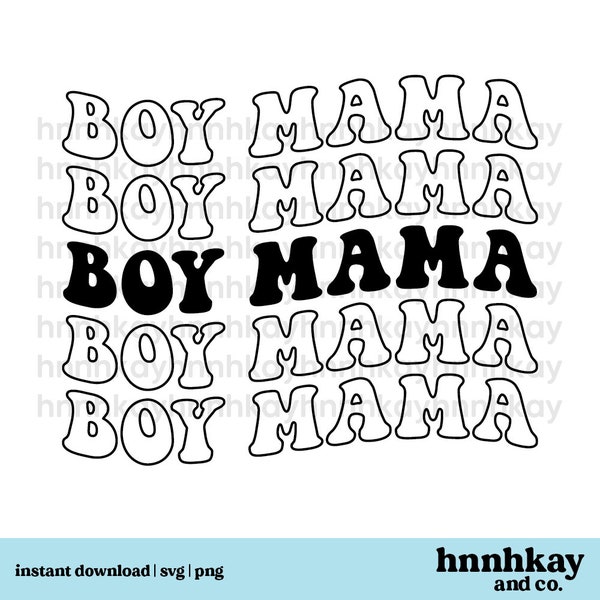 Boy Mama Svg, Retro Wavy Text Svg, Retro Mama Svg, Boy Mama Silhouette Cut File, Cricut Svg, T-Shirt Svg