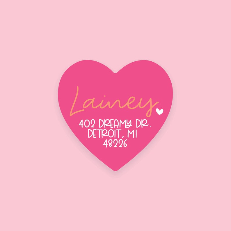 return address stickers \u2022 heart \u2022 lainey \u2022 24 stickers