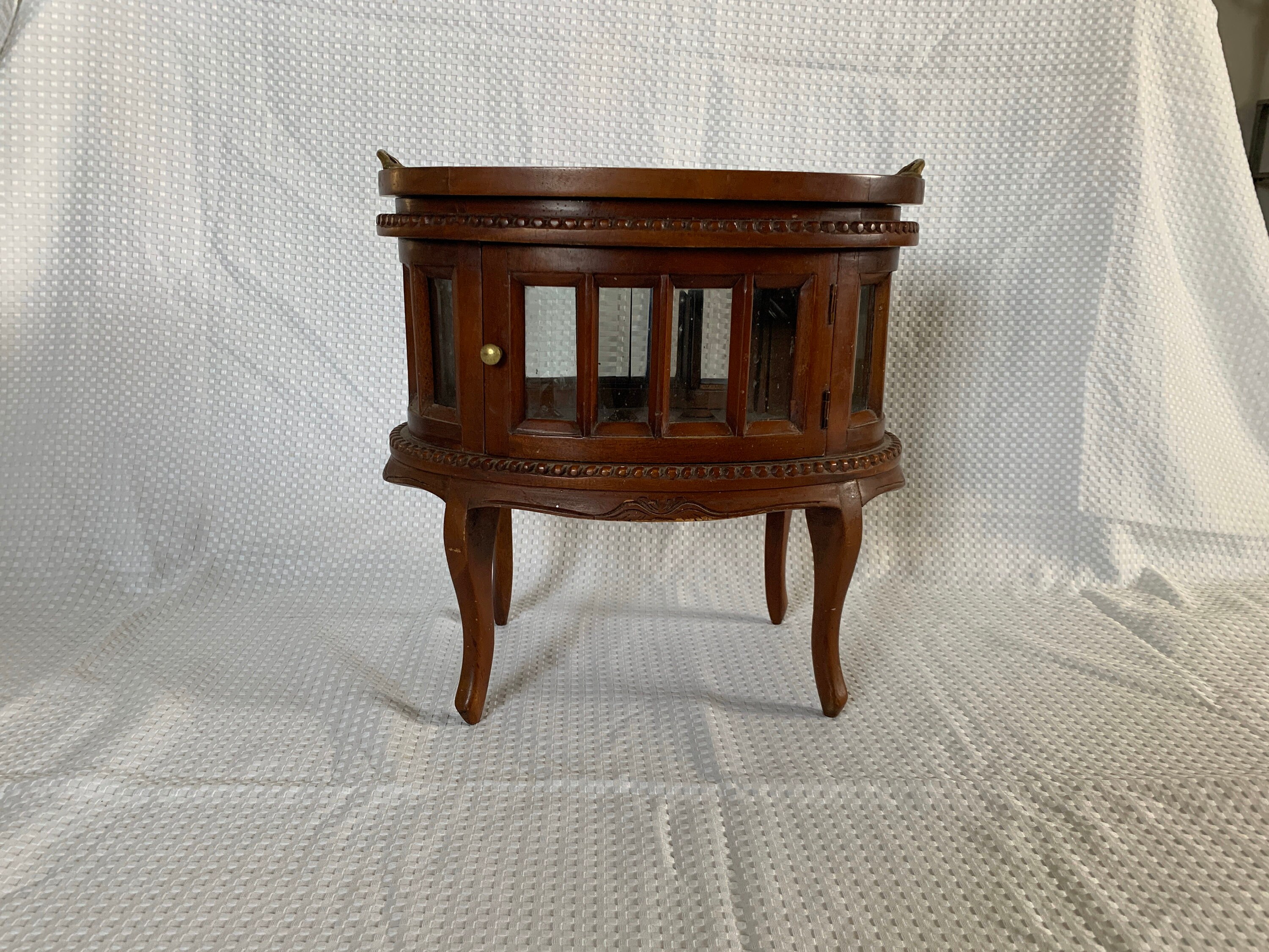 Vintage Mini Hutch with Tray and Leaded Crystal Glass Etsy