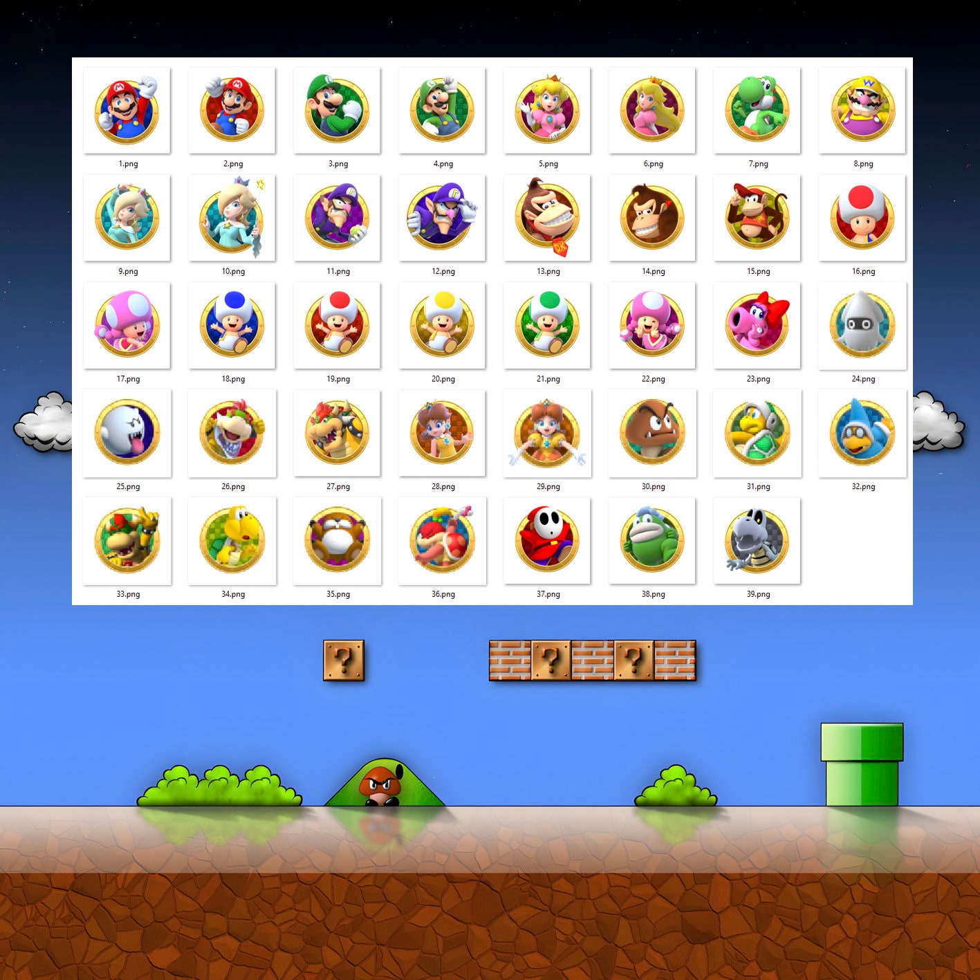 Super Mario Clipart: 39 PNG Frames, Transparent Birthday Graphics ...