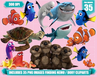 finding nemo clipart, finding dory clipart 35 png images, printable finding nemo dory clipart, digital instant download, birthday party png