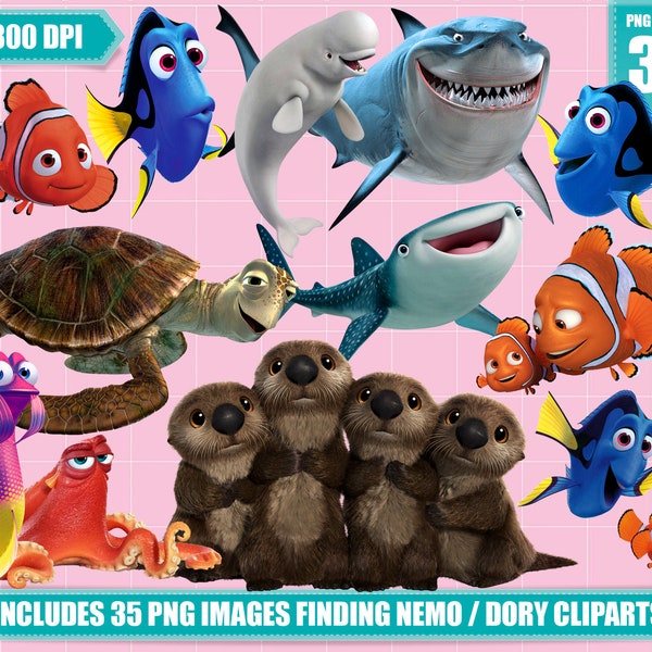 finding nemo clipart, finding dory clipart 35 png images, printable finding nemo dory clipart, digital instant download, birthday party png