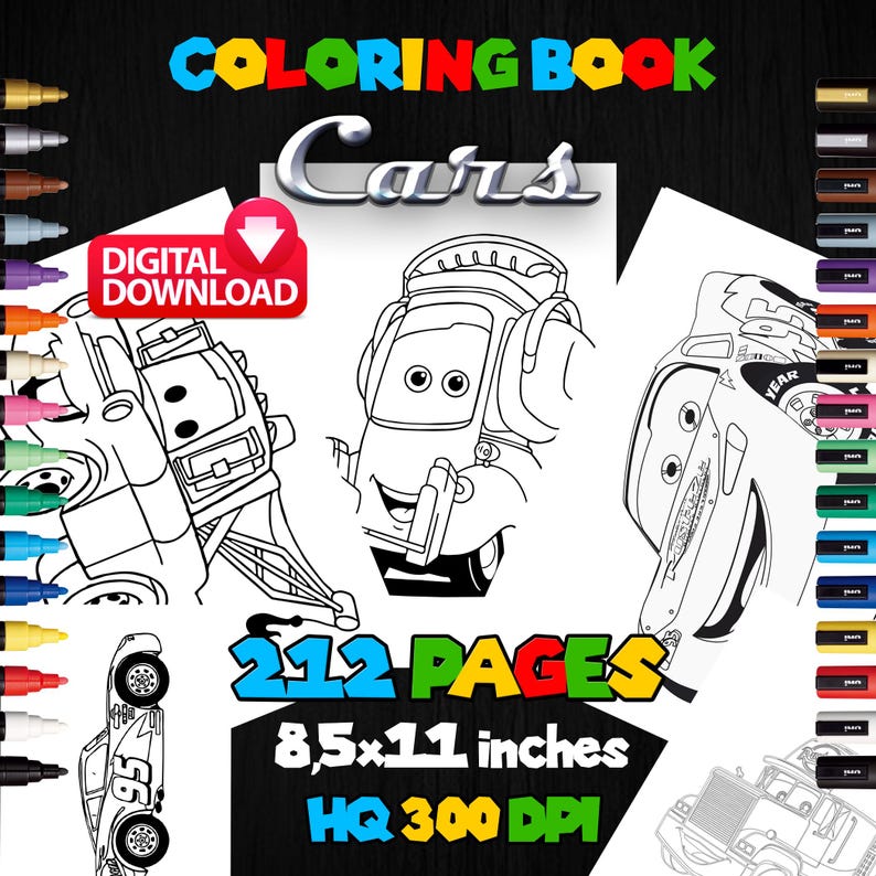 Cars Coloring Book Bundle: Printable Cars Clipart (digital Instant ...