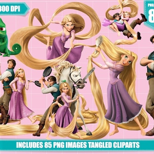 Tangled Rapunzel Clipart: 85 PNG Images (Digital Download)