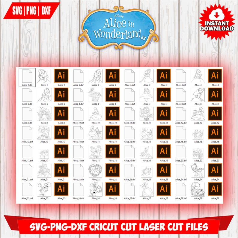 Alice in Wonderland Princess SVG Bundle, Cricut DXF Laser Cut Files ...