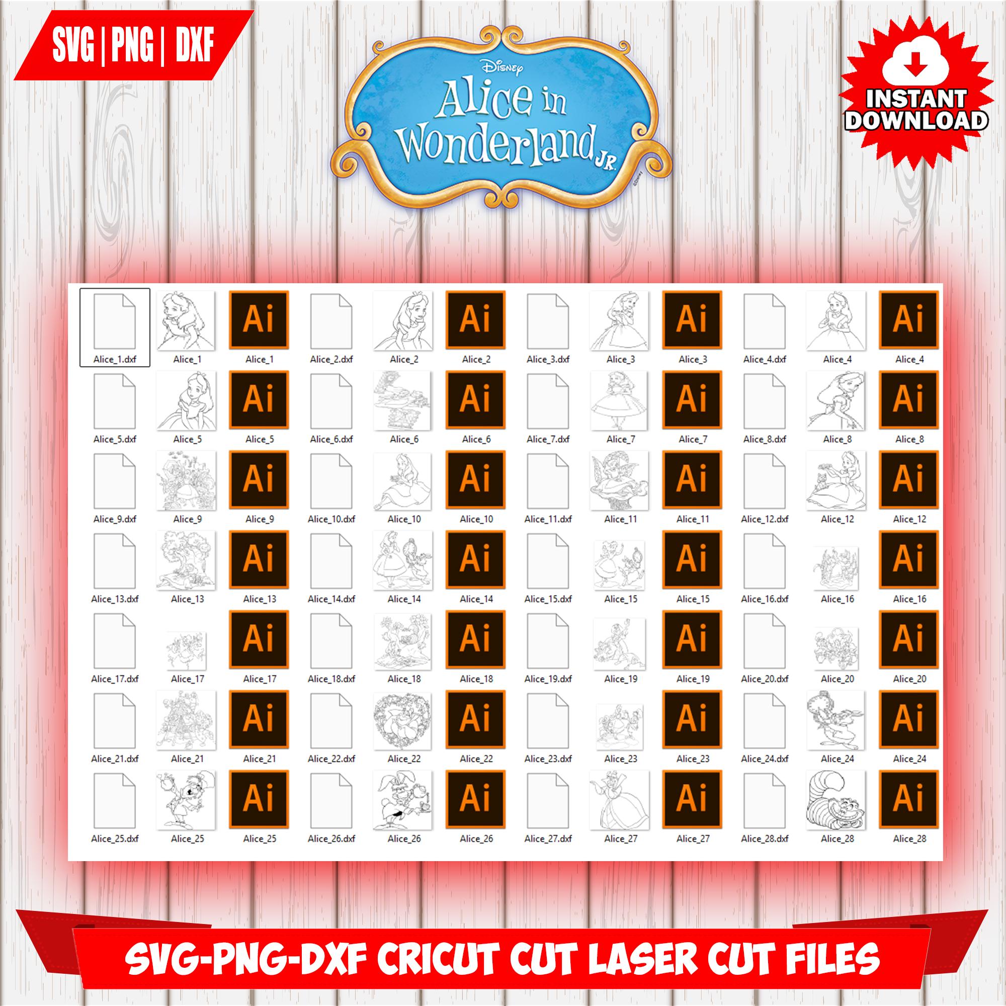 Alice in Wonderland Princess SVG Bundle, Cricut DXF Laser Cut Files ...